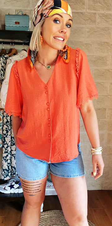 BLOUSE MORBIHAN Orange - O'Dressing-M